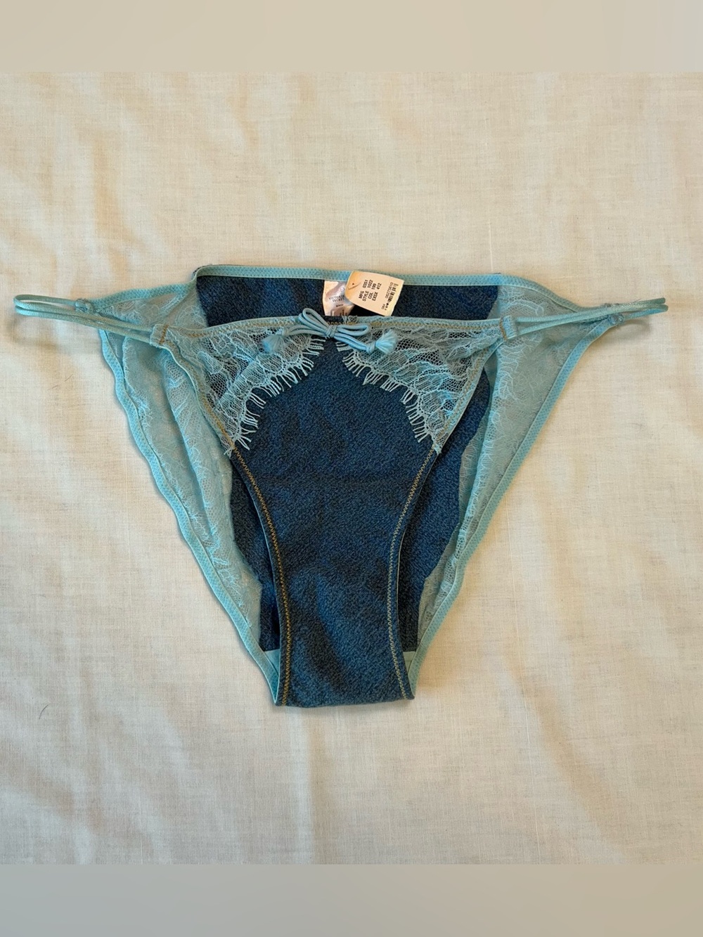 Vintage Y2K Preppy Blue Denim Lace Underwear Panties by Victoria’s Secret